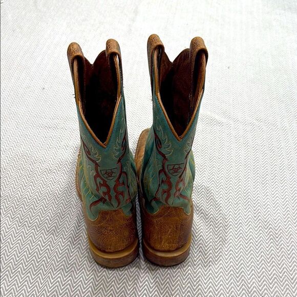 Ariat Woman’s Leather Brown and Green Western Boots Size 9 D - Picture 3 of 5